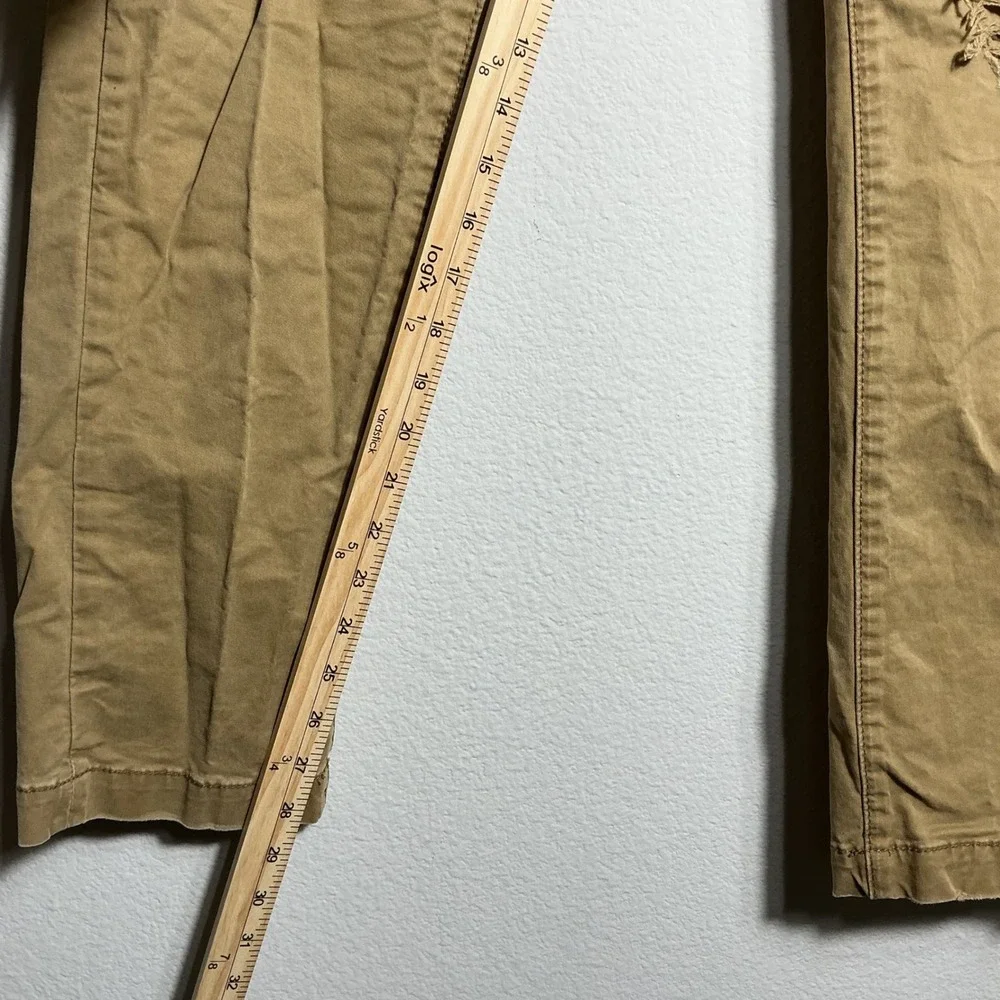 Aeropostale Chinos Mens 29/30 Khaki Tan Slim Straight Distressed Ripped‎ Pants